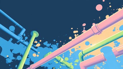 Aufkleber - Abstract Colorful Pipes Network System Design Art Illustration