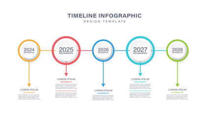 Poster - Timeline infographic vector design template for business and marketing presentations. Five steps or processes with space for data