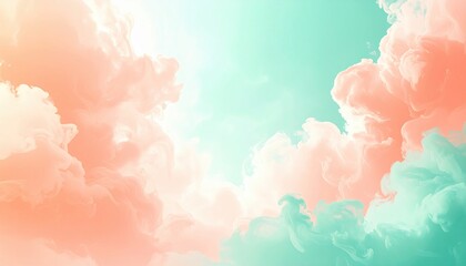 Poster - Serene cloud formation sky digital artwork soft pastel colors wide view tranquility and beauty