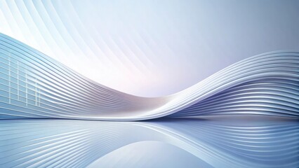 Poster - Abstract architectural landscape with flowing wave design reflected on a mirrored surface