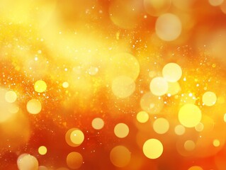 Wall Mural - abstract background with glowing yellow and orange bokeh lights and sparkles creating a festive, war