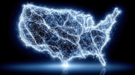 Poster - Striking representation of the united states in vibrant blue colors symbolizing national pride and geography