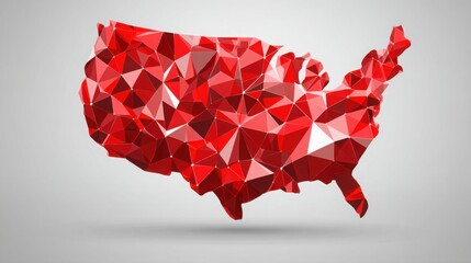 Poster - artistic representation of the united states constructed from red triangles to illustrate business o