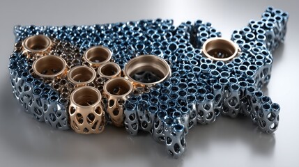 Poster - Bunch of metal pipes arranged together symbolizing industrial infrastructure in a complex business environment