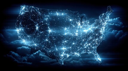 Poster - The united states represented as a symmetrical map icon concept illustrating balance in business models and strategies