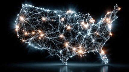 Poster - United states map featuring digital leadership space icons in an executive concept for business strategy and growth