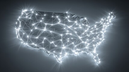 Poster - united states map displaying executive light path icons representing leadership vision in strategic 