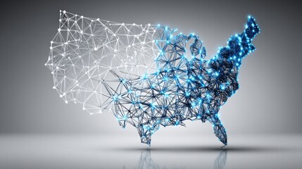 Poster - The united states map featuring a network of connected lines representing performance point analytics