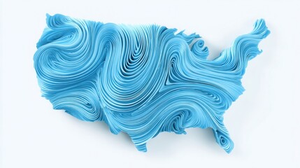 Poster - abstract blue wave design representing finance flow tracker icon concept on united states map visual