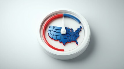 Poster - clock featuring the united states outlined in american flag colors representing real-time momentum a