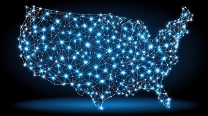 Poster - Comprehensive map of the united states with highlighted regions for smart operational flow icon concept