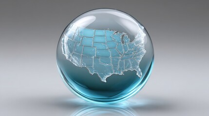 Poster - Glass globe featuring the united states highlighted in blue symbolizing strategic business and technology concepts