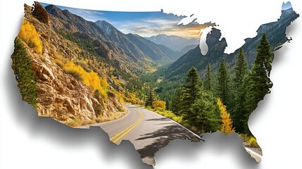 Poster - Blurry representation of action vs process in the vision execution tracker with usa map icon concept