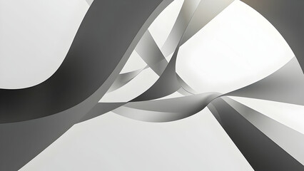 Poster - Abstract Grey and White Ribbons Flowing Dynamically Overlapping to Form a Modern Design