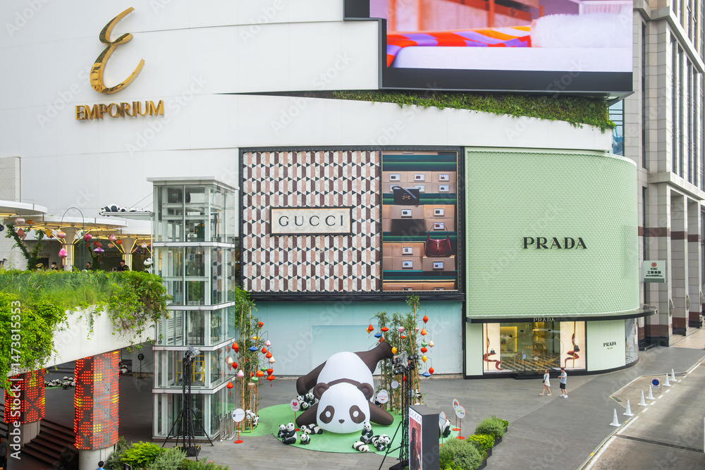 Bangkok, Thailand - February 20, 2025: Gucci and Prada storefronts at ...