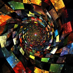 Wall Mural - Abstract Colorful Spiral Design with Vibrant Hues and Geometric Patterns