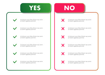 Wall Mural - Yes and no infographic design frame template trendy colorful style vector 10 eps