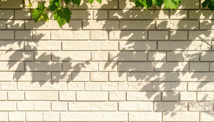 Poster - Shadows dancing on a white brick wall outdoor abstract photography bright environment close-up view natural artistry