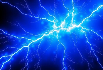 Wall Mural - abstract vibrant blue plasma lightning streaks, dynamic energy background with ample copy space, dyn