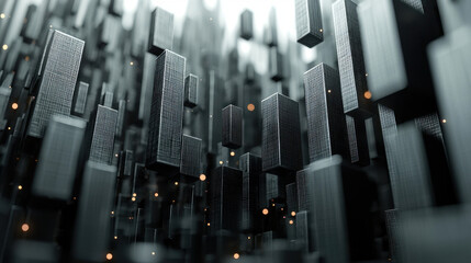 Poster - A diverse 3D background showcases a realistic side angle view in 4K, presenting a visually interesting geometric landscape with varied heights and textures.