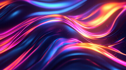 Fototapete - Vibrant waves of realistic light intertwine in a 3D rende with a stunning side angle, creating a mesmerizing 4K background for modern digital visuals.
