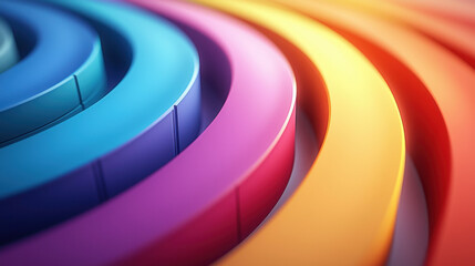 Fototapete - A vibrant 4K background showcasing realistic, colorful, 3D patterns from a side angle, creating a visually dynamic and aesthetically pleasing design element.
