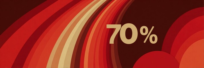 Fototapete - Dynamic Abstract Stripes in Vibrant Red Tones Featuring a Prominent Seventy Percent Sign in Bold Contrast