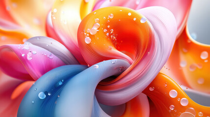 Fototapete - A vibrant 3D background showcases unique designs in a realistic 4K resolution, captured from a side angle, featu colorful, abstract, swirling textures.