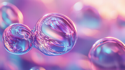 Poster - A refined 4K aesthetic shows side angle 3D background art with realistic iridescent spheres creating a beautiful modern design for wallpapers and presentations.