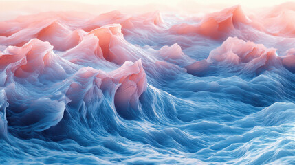 Aufkleber - A professional 4K 3D background art presents a realistic side angle view of abstract pink and blue formations creating a visually stunning image design.