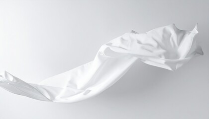 Poster - Flowing movement of white fabric in minimalist studio environment captured in motion abstract content modern aesthetic