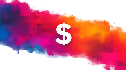 Aufkleber - A Vibrant Color Splash Featuring the Iconic Dollar Sign, Symbolizing Wealth and Prosperity