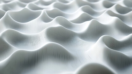 Poster - Side angle 4K resolution modern art background featu a realistic 3D white wavy pattern creating a stunning visual effect in a contemporary design style.
