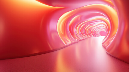 Aufkleber - Realistic 4K 3D background displays a minimalist graphic design with a tunnel effect, showcasing a side view with gentle light reflecting off smooth surfaces.