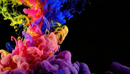 Poster - Vibrant ink swirl action abstract art digital design dark background close-up creative expression