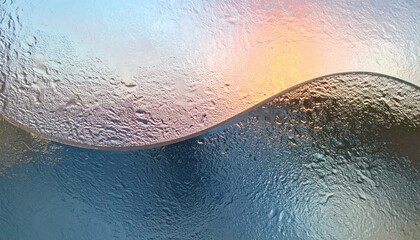 Poster - Captivating reflection of light waves on frosted glass indoor setting abstract photography soft color gradients