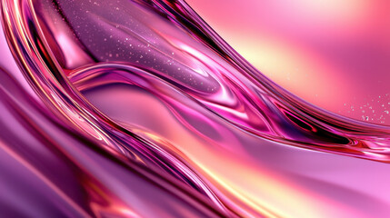 Aufkleber - Side angle realistic 4K 3D background with layered pink beauty, reflecting smooth flowing light across surface creating a modern abstract design for media.