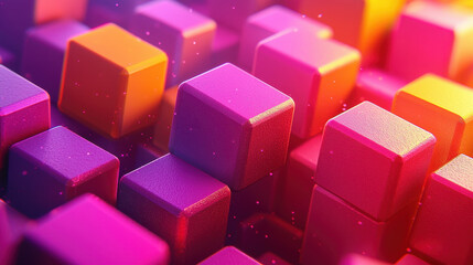Aufkleber - A vibrant 4K geometric background featu an arrangement of colorful 3D cubes with realistic lighting and a subtle side angle, ideal for modern designs.