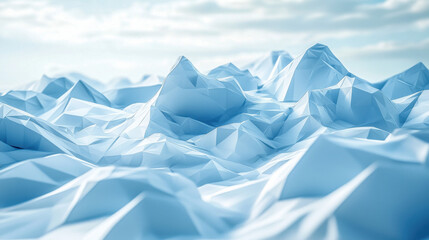 Aufkleber - A realistic 4K 3D background of fragmented visuals depicting an abstract icy landscape with side angle view and blue tones creating geometric designs.