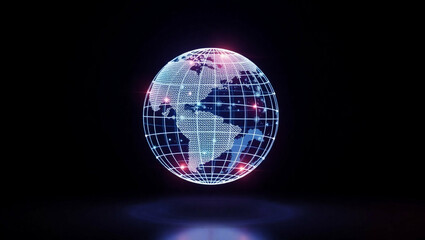 Poster - Luminescent Earth globe A digital representation of our world glowing in the dark