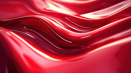 Fototapete - Dynamic red 3D waves flow and undulate in a mesmerizing realistic composition, showcasing a visually stunning and modern 4K side view background design.