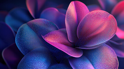 Aufkleber - Dreamy 3D petal designs in 4K resolution create a mesmerizing abstract background with vibrant magenta and deep blue hues in this beautifully realistic image.