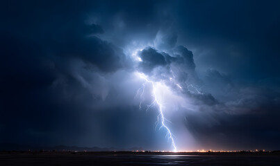 Wall Mural - lightning over the sea-generative ai