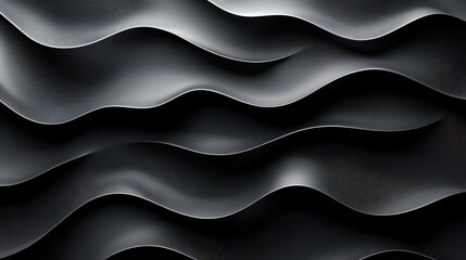 Aufkleber - Contemporary 4K 3D rende of realistic black side view pattern with flowing curved lines creating a stunning abstract background design, perfect for modern style.