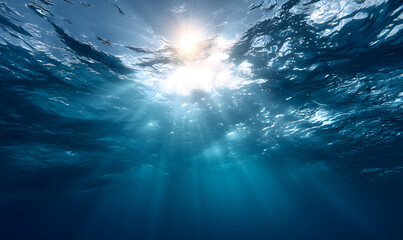 Wall Mural - underwater scene with sun rays-generative ai