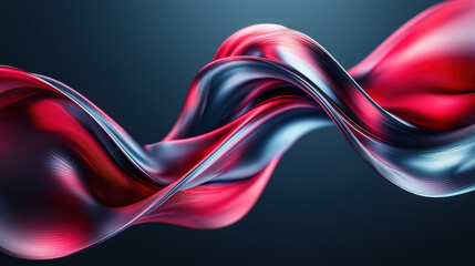 Aufkleber - Contemporary 3D composition featu realistic waves of flowing red and silver, a visually striking abstract background in detailed 4K resolution rende.