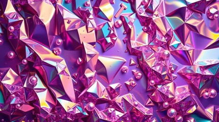 Poster - Colorful shards of crystal dance in vibrant light, creating a mesmerizing tapestry of pink and purple hues