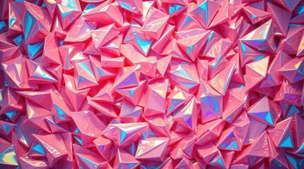Leinwandbilder - Colorful abstract texture filled with shimmering pink pyramids reflecting light at an art installation