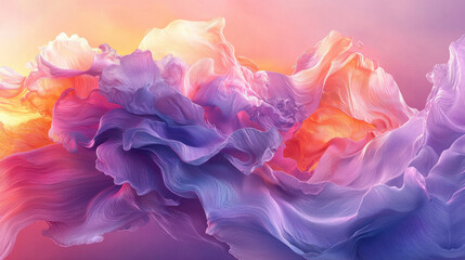 Fototapete - A vibrant 3D background showcases colorful expressions with a realistic flow in stunning 4K resolution, presented from a dynamic side perspective that captivates.