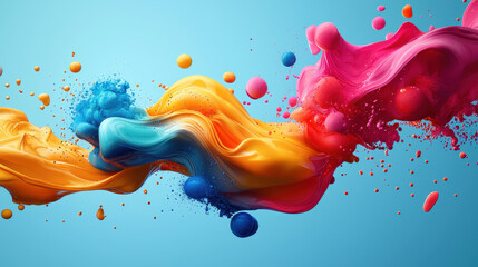 Poster - A vibrant and colorful 3D background features a swirling design with realistic textures and a side angle view in stunning 4K resolution, captu dynamic artistry.